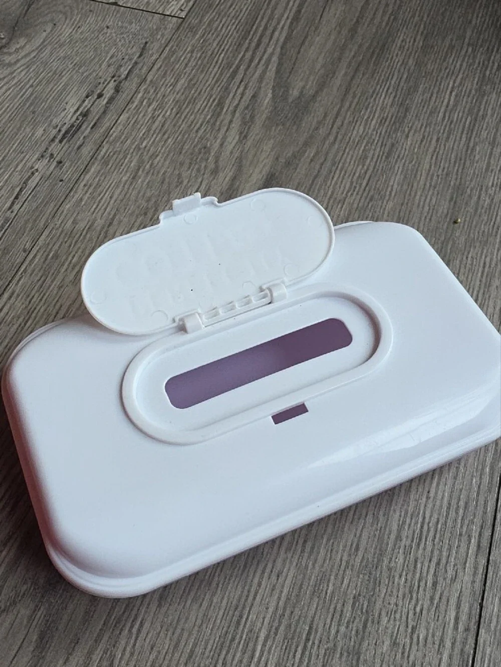 Perfectly Cute White Baby Wipes Case - Portable Flip-Top Holder, Used